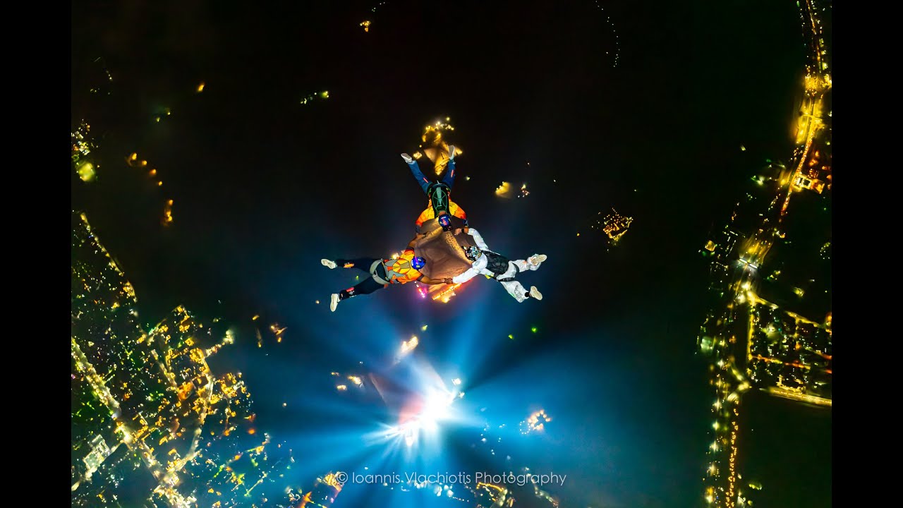 Stunning Night Jump Over the Giza Pyramids