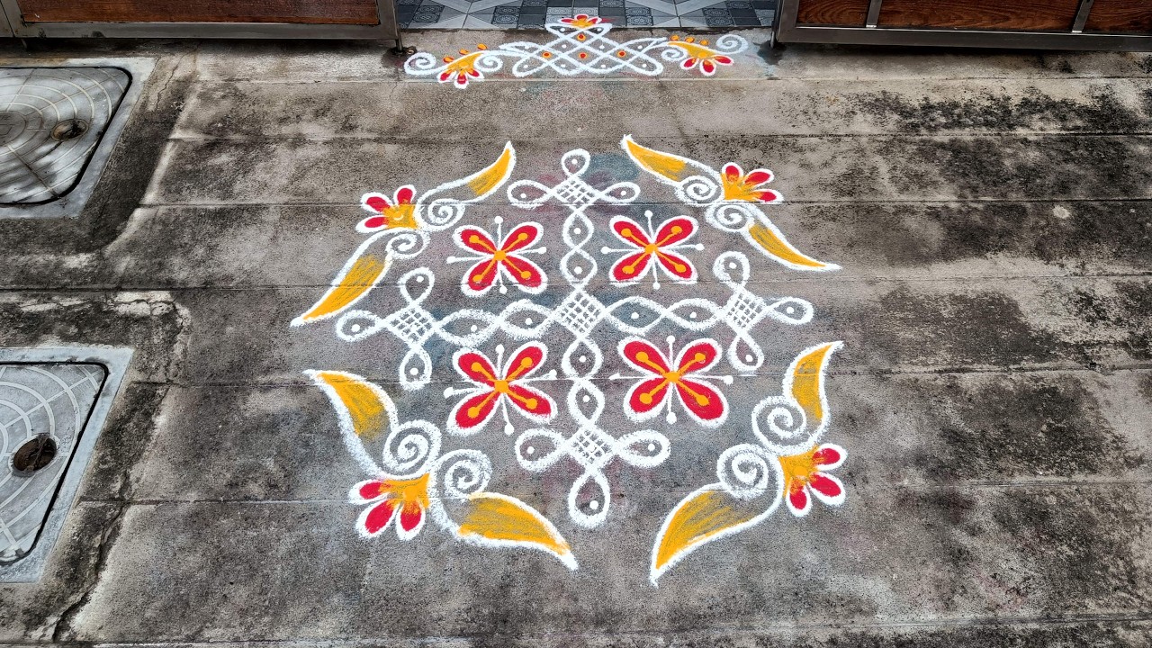 Masi Madham Special Kolam | 9*1 Sikku Kolam | Flower Rangoli | S3-112