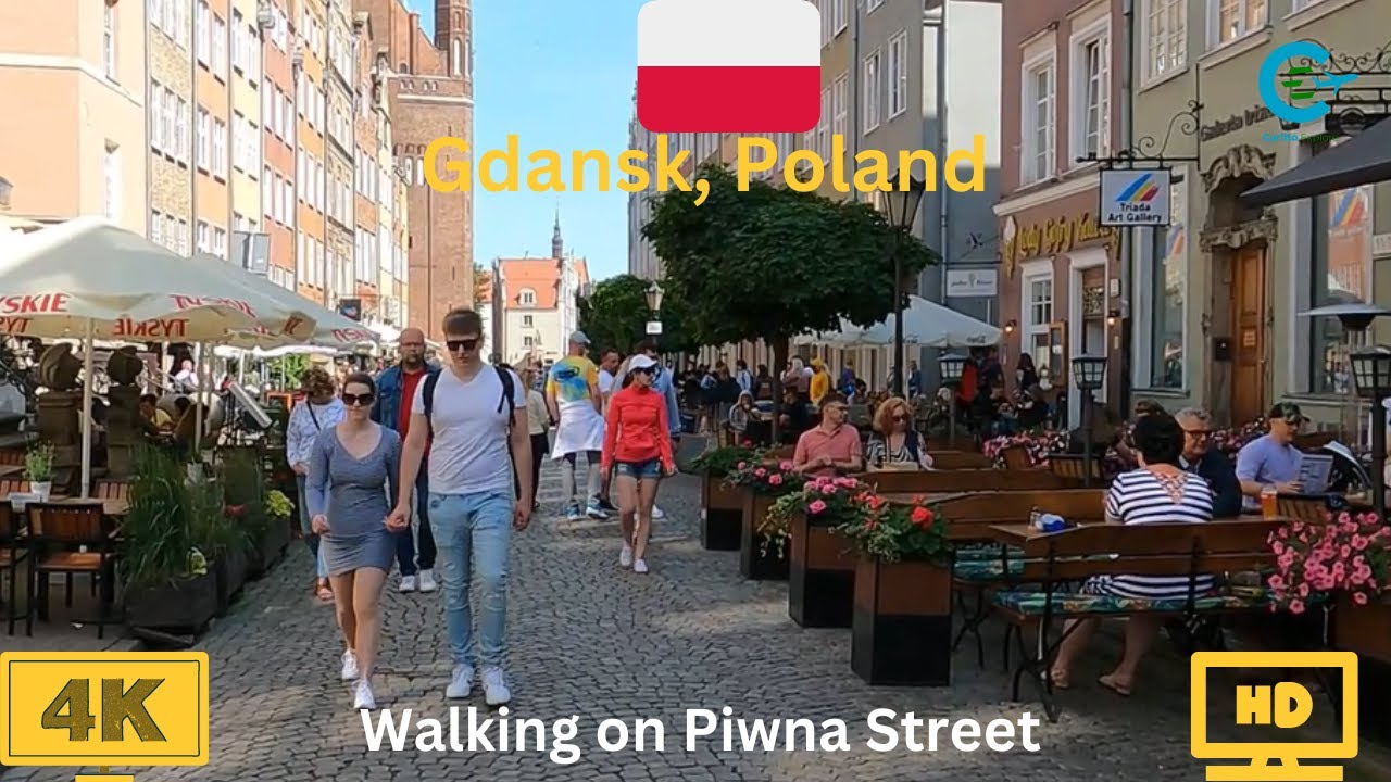 Walking Tour Piwna Street Gdansk 4K || Virtual Tour Piwna Street Gdansk, Poland