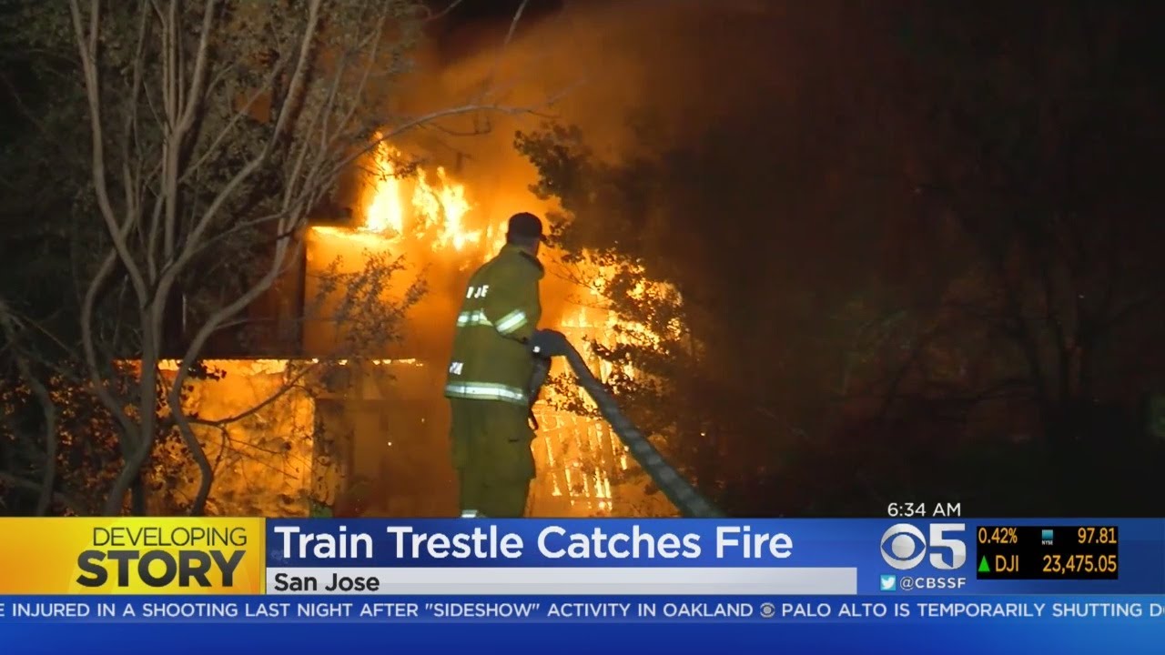 Train Trestle Used By Caltrain Catches Fire In San Jose