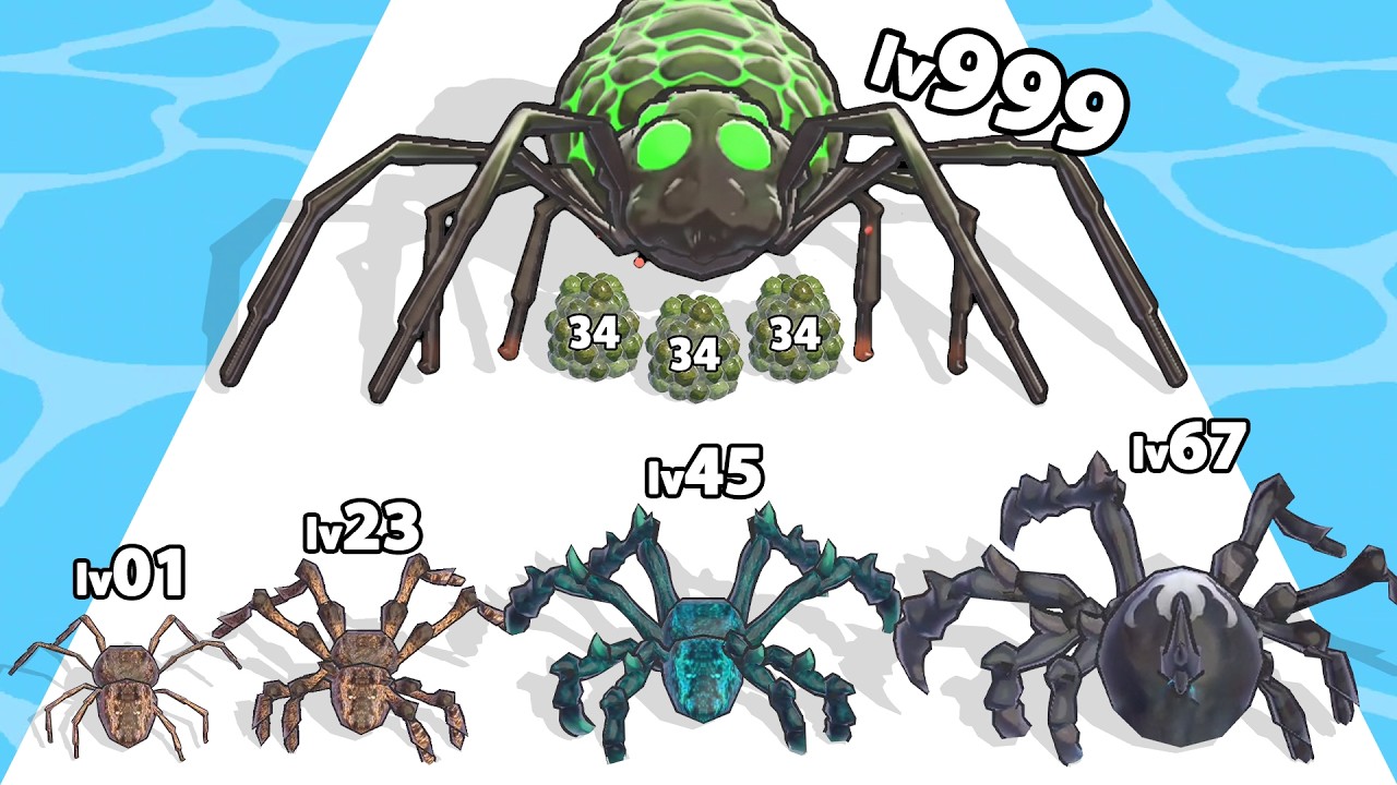 SPIDER EVOLUTION 3D RUN - Level Up Spider Max Level Gameplay (Spider Evolution 3D Games)