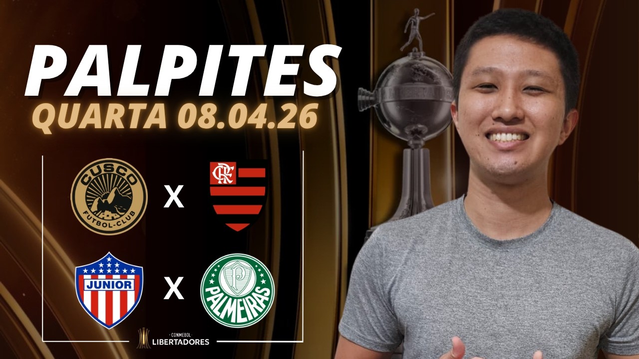 PALPITES DE FUTEBOL PARA HOJE DIA 08/04/2026 - Palpites 1&deg; Rodada Libertadores e Sudamericana!!