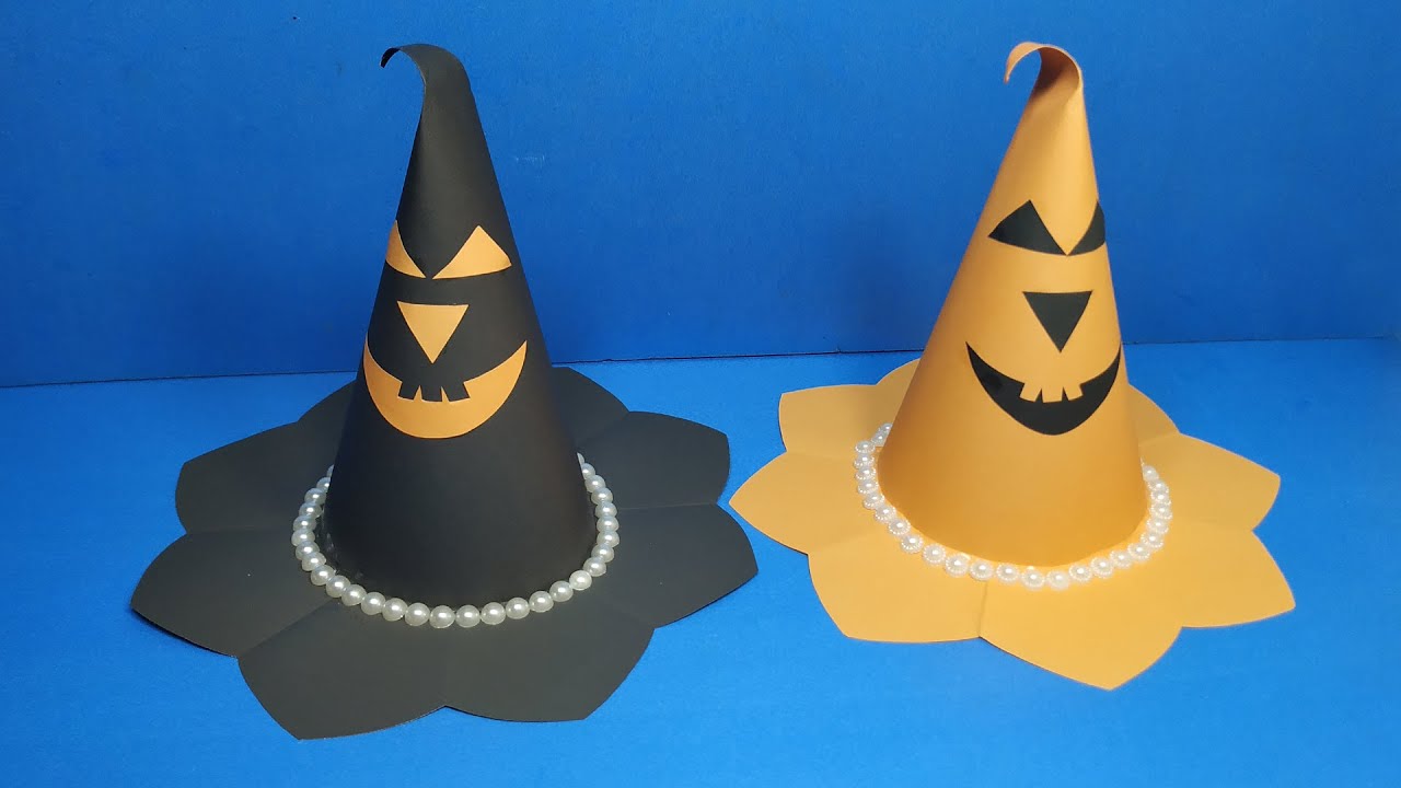 Halloween Witch Hat DIY | halloween crafts | Halloween Paper Craft | Halloween Paper Witch Hat