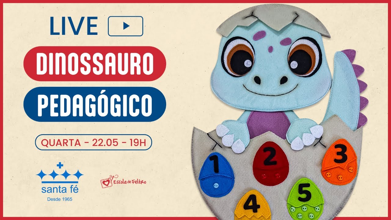 Dinossauro Pedagógico - PASSO A PASSO + MOLDE GRÁTIS