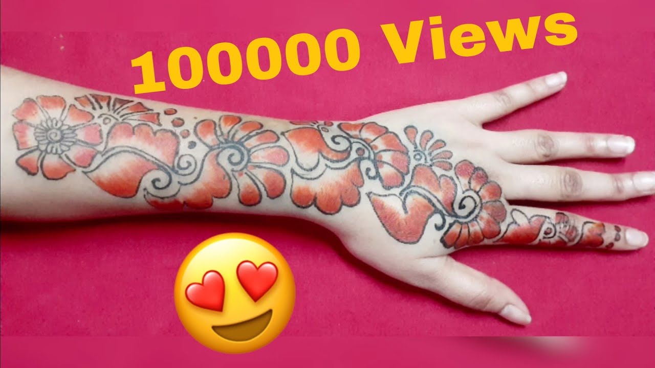 Most Beautiful Red And Black Mehandi Design|| Arabic Two Shade Back Hand Mehandi Design