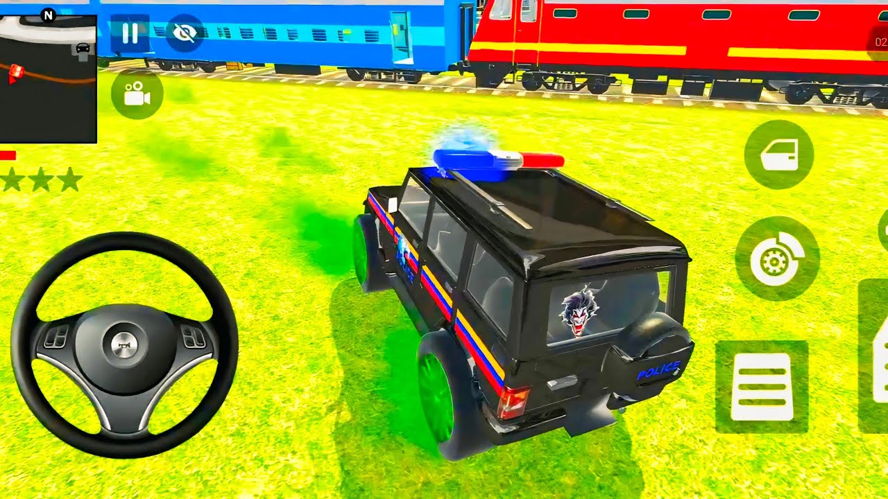 Indian Black Police SUV 😱 Train Crossing 🚆 | Car Bike Game Android