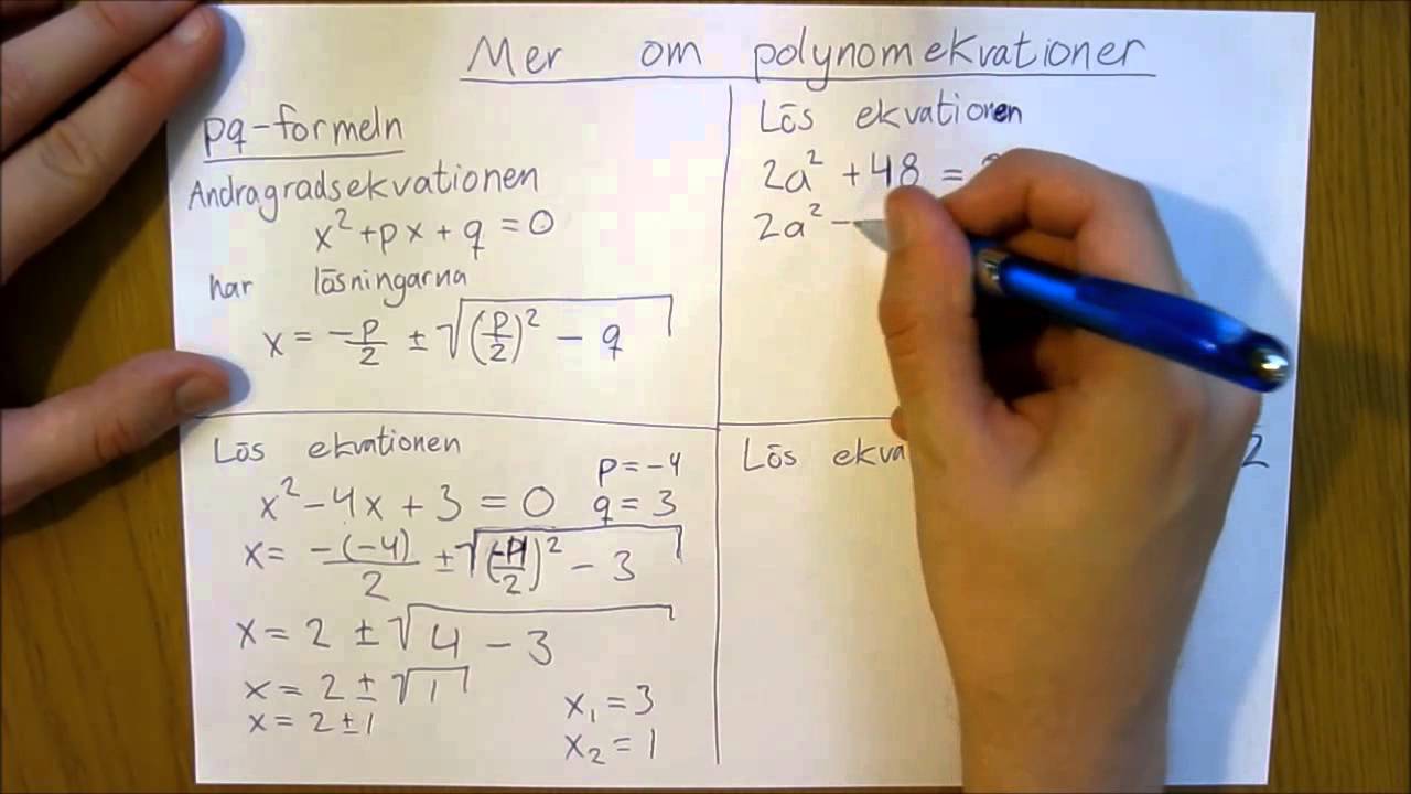 Mer om polynomekvationer