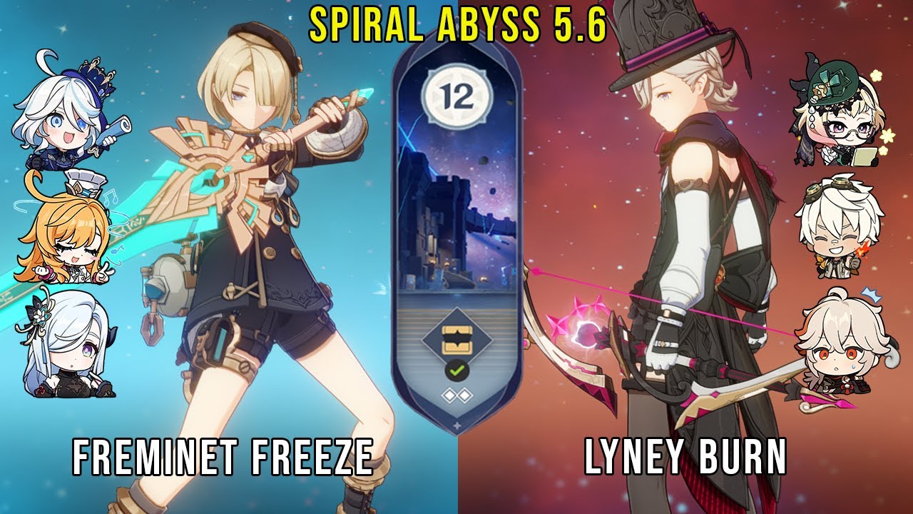C6 Freminet Freeze and C0 Lyney Burn | Genshin Impact Abyss 5.6 Floor 12 9 Stars
