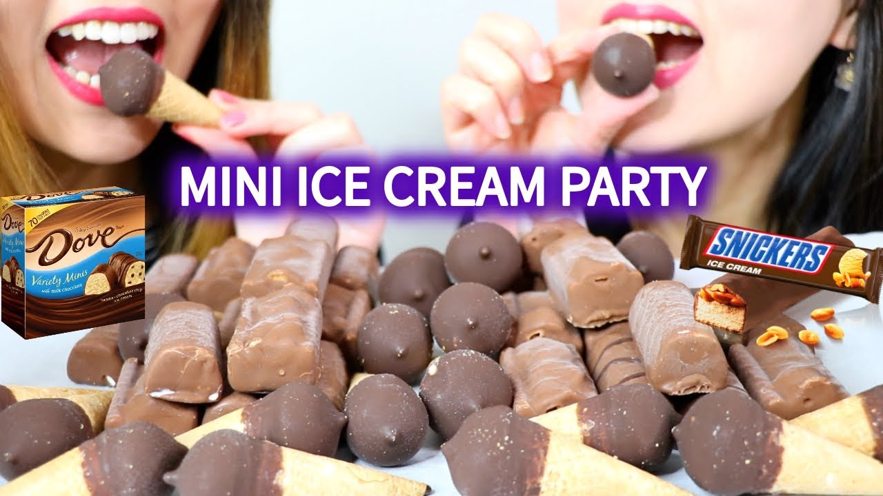 ASMR MINI ICE CREAM PARTY (Snickers, Drumstick) 아이스크림 리얼사운드 먹방 アイスクリーム 冰淇淋 Kem cây | Kim&Liz ASMR