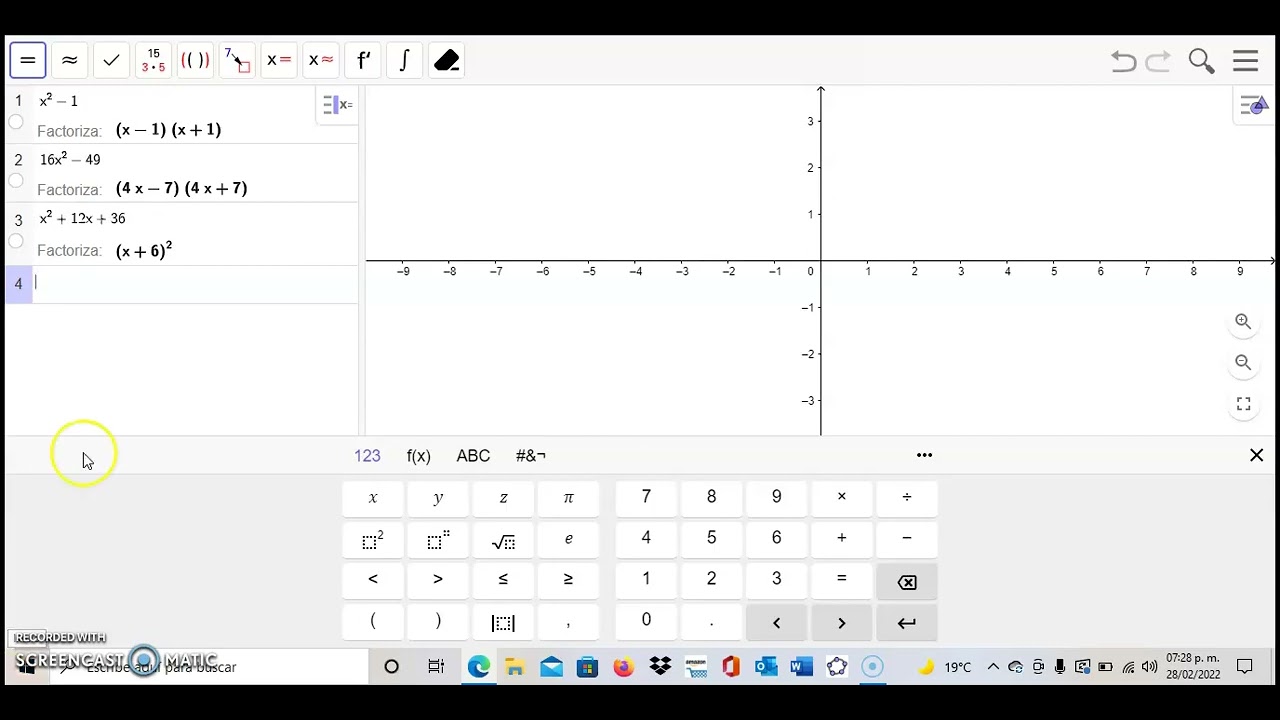 Resolver ejercicios algebraicos por medio de Geogebra