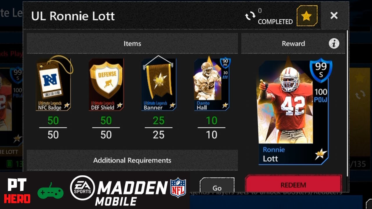 ULTIMATE LEGENDS: 99 OVR. RONNIE LOTT || PTHero PLAYS - MADDEN NFL MOBILE (EP41)