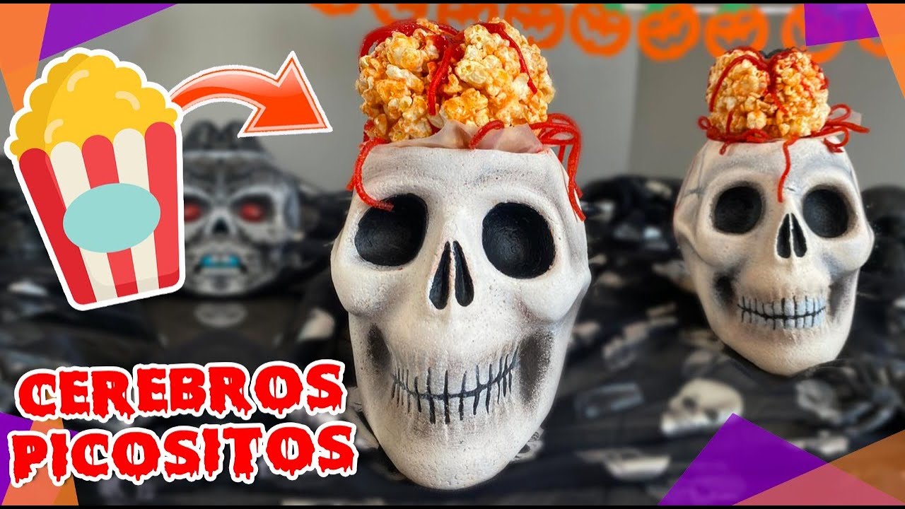 🧠 Deliciosos Cerebros picositos en cráneos increíbles 💀 Halloween DIY🍿 Brain PopCorn