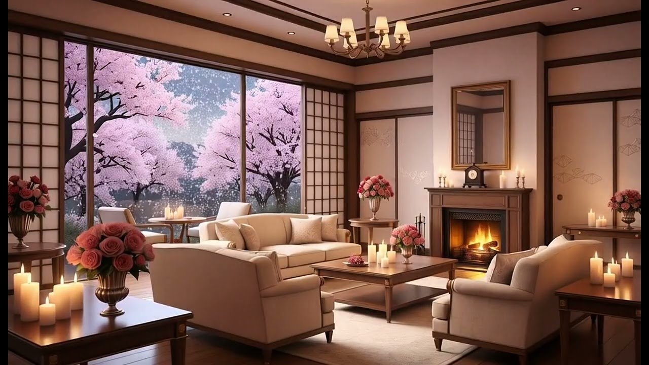 1 Hour Romantic Valentine Ambience 🌸 Luxury Japanese Apartment with Cherry Blossoms