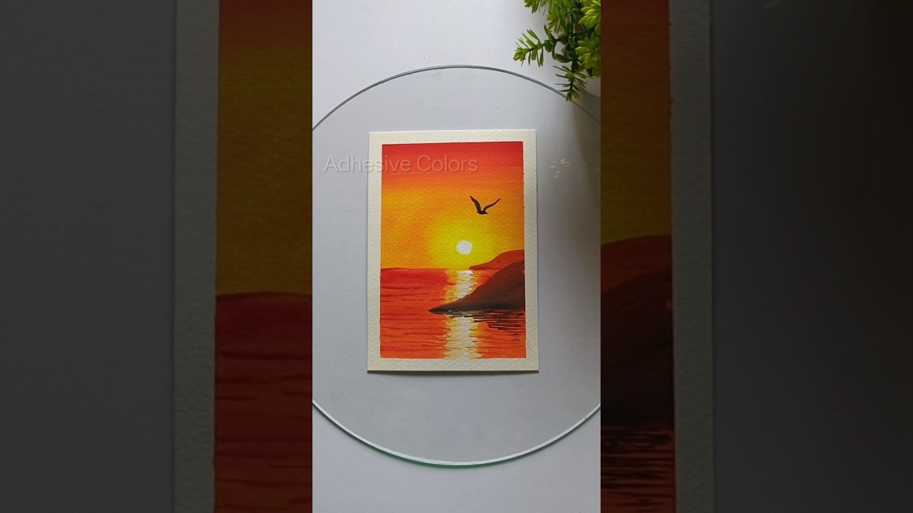 Golden Hour Lake Scenery 🎨/#art #painting #trending #artshorts #aesthetic #shorts #viralvideo #easy