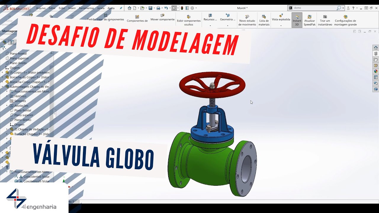 Desafio de Modelagem SOLIDWORKS - Válvula Globo