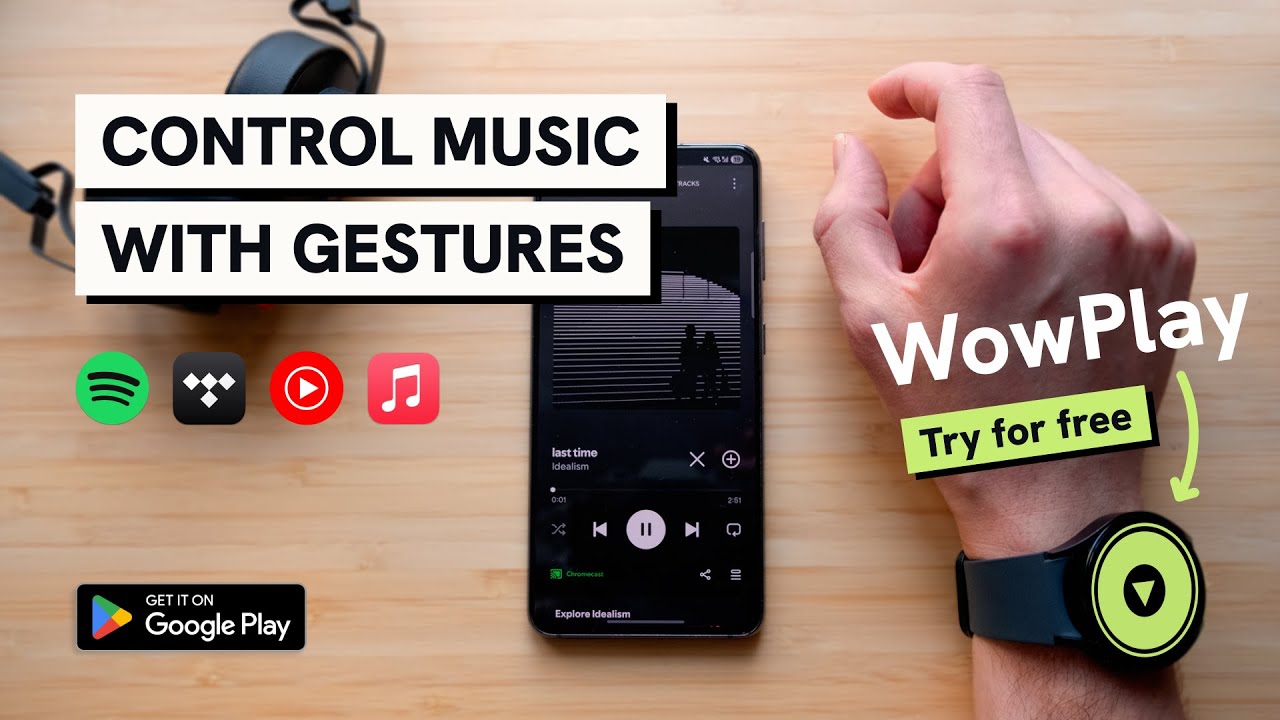 Gesture Controls for Spotify, YouTube Music, Apple Music | Try WowPlay for WearOS