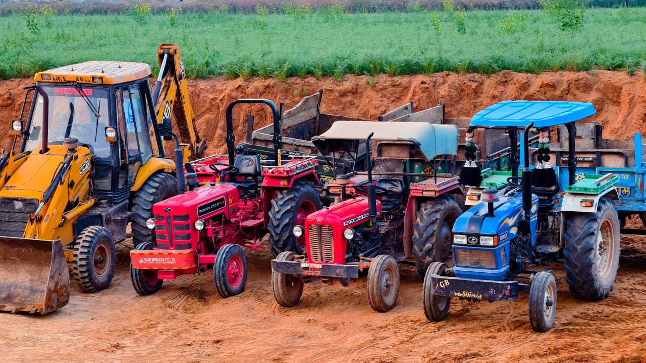 JCB 3dx Loading Tractor Stuck in Mud | Mahindra 575 Eicher Kubota Accident Fired while Working | JCB