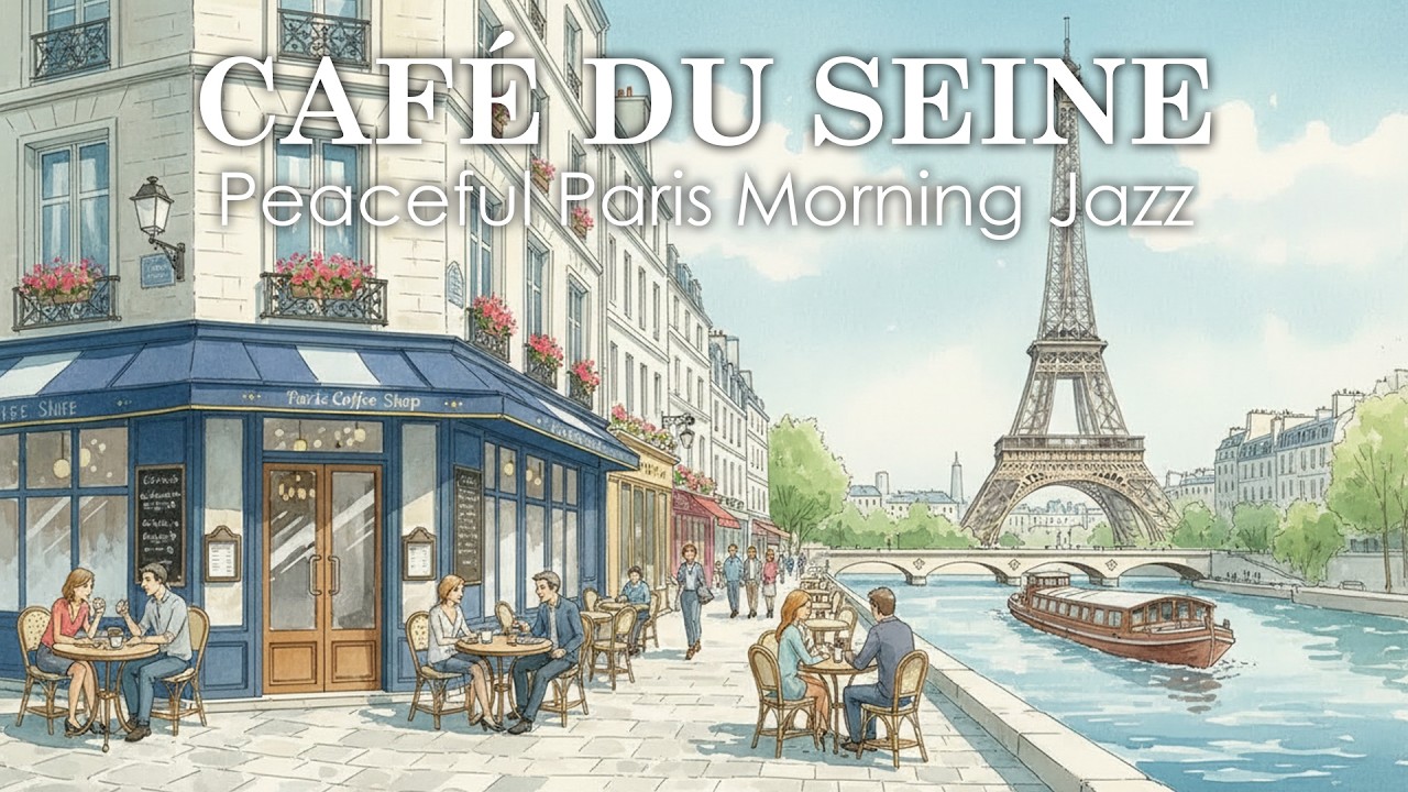 Café du Seine View 🍃 Peaceful Paris Morning | Light Acoustic Mood
