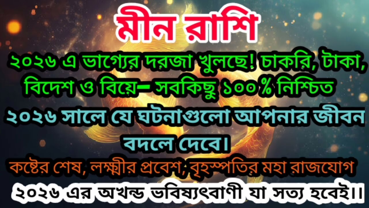মীন রাশি ২০২৬ এর অখন্ড ভবিষ্যৎবাণী যা আপনার জীবনে সত্য হবেই। #rashifal #মীন #pisces 