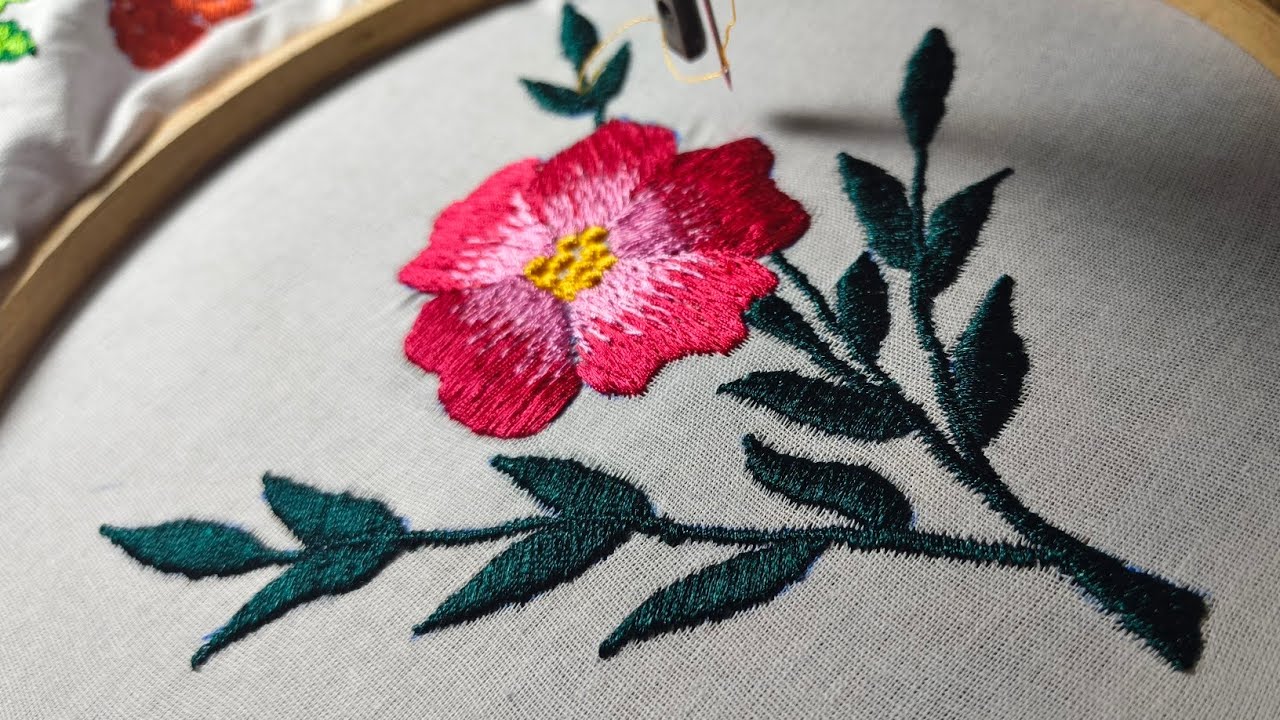 Flower embroidery design for beginners 🌿🌺🌿 zigzag stitch embroidery design 