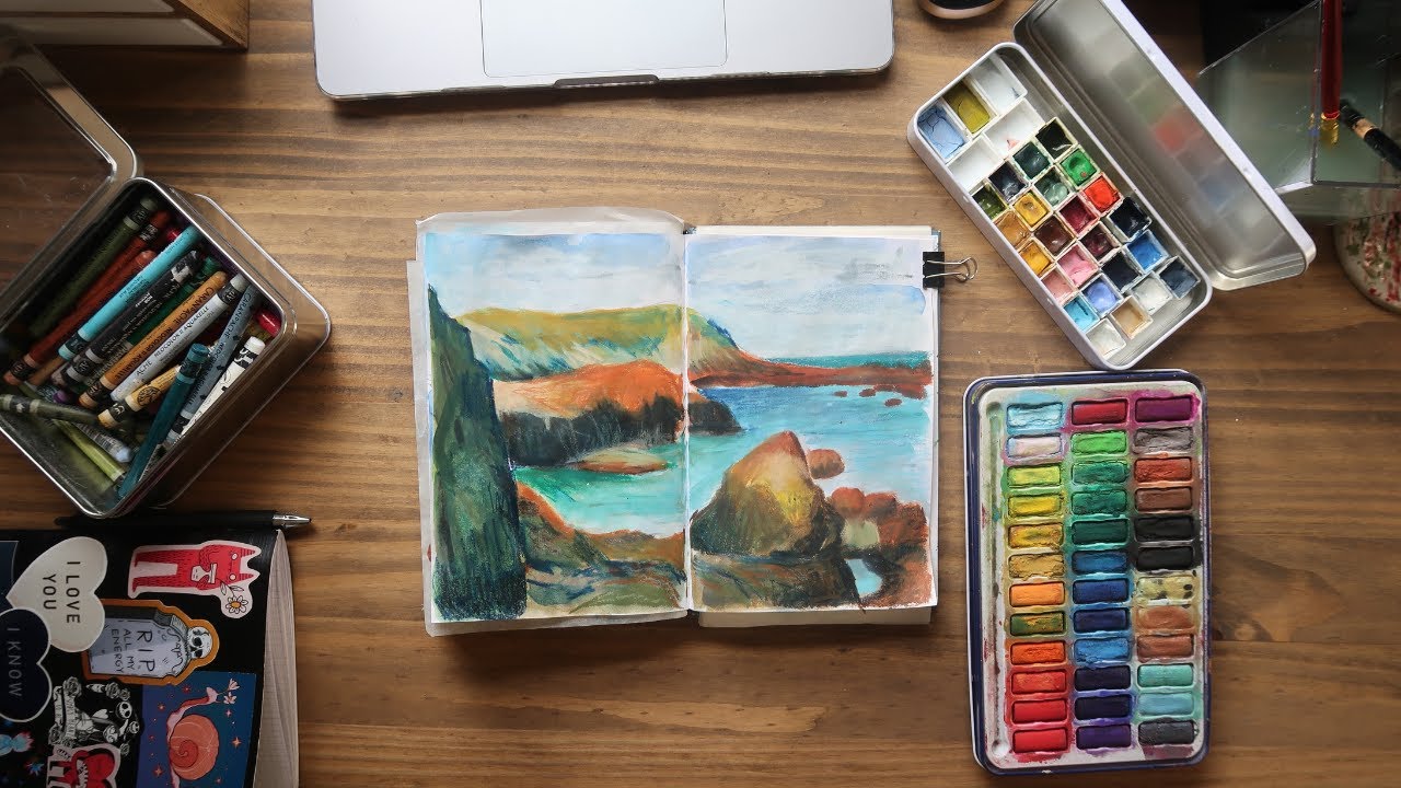 Watercolor Sketchbook Spread | Edward Hopper painting