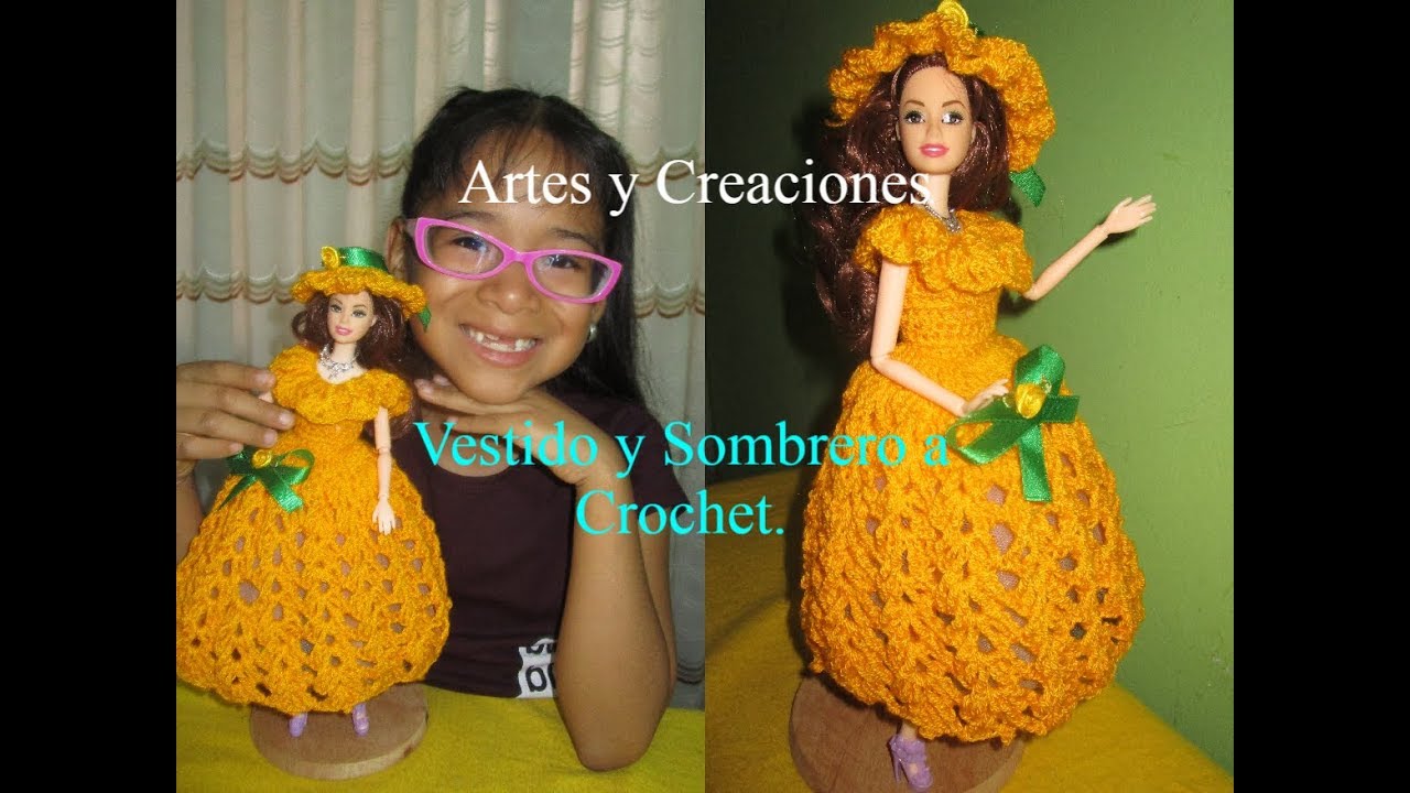 VESTIDO AMARILLO PARA MUÑEQUITA A CROCHET