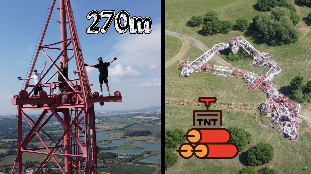 Vysielač Topolná 270m - lezenie, VISENIE ZA NOHY + odpálenie !