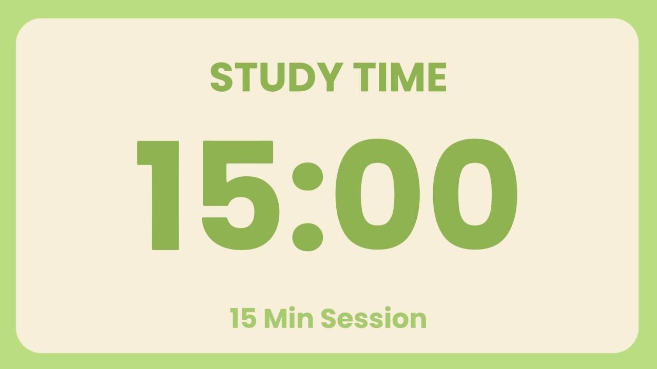 15 Minute Timer ⏱️ | Study Focus Timer | No Music | Bell Sound