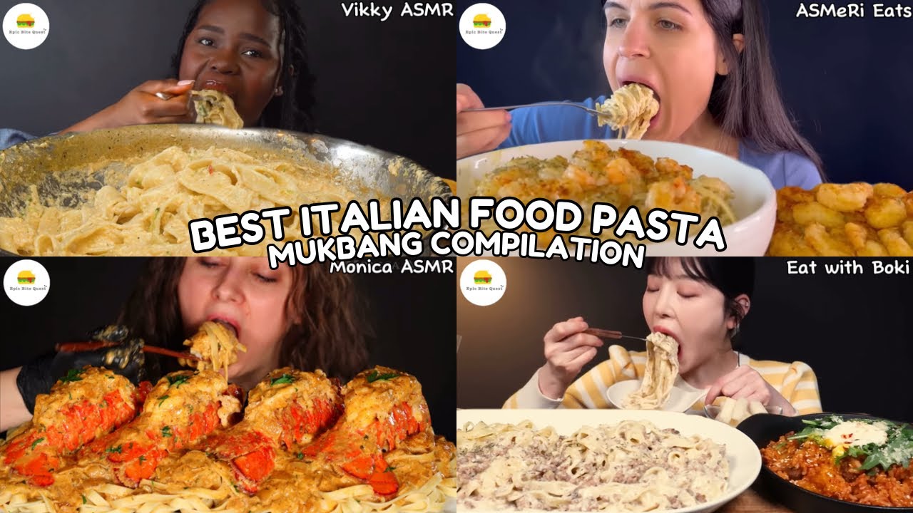 ASMR | BEST ITALIAN FOOD PASTA MUKBANG COMPILATION | ITALIAN FOOD  CREAMY PASTA EATING SHOW |