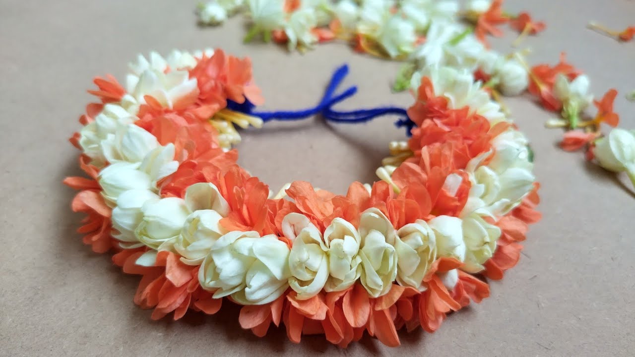 Very Very EASY To Tie Jasmine Flowers and Kanakabara flowers @kspPower BridalVeni Making Ideas