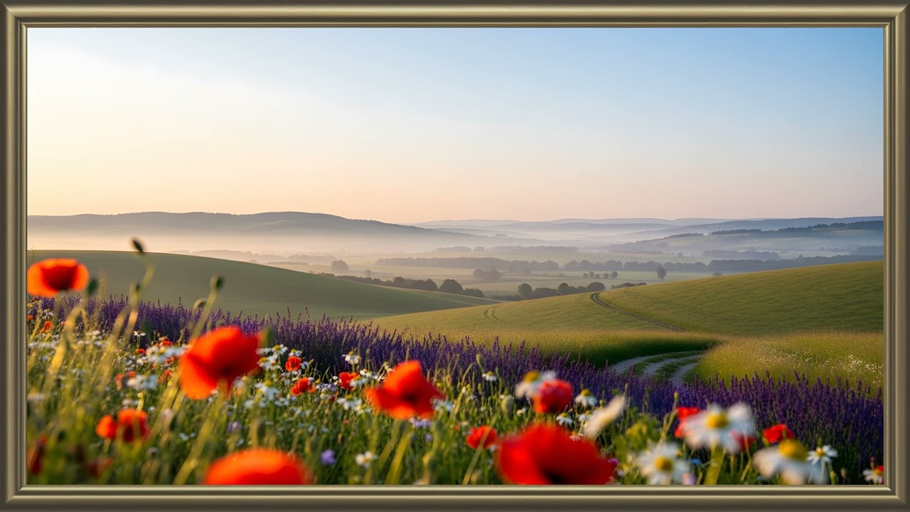 Warm Sunset Meadow 4K | Modern Frame TV Art