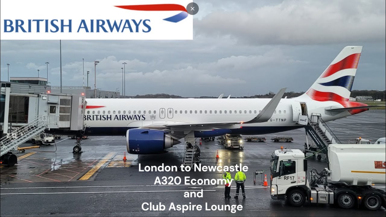 British Airways Economy Airbus A320 BA1334 London to Newcastle in 2026.