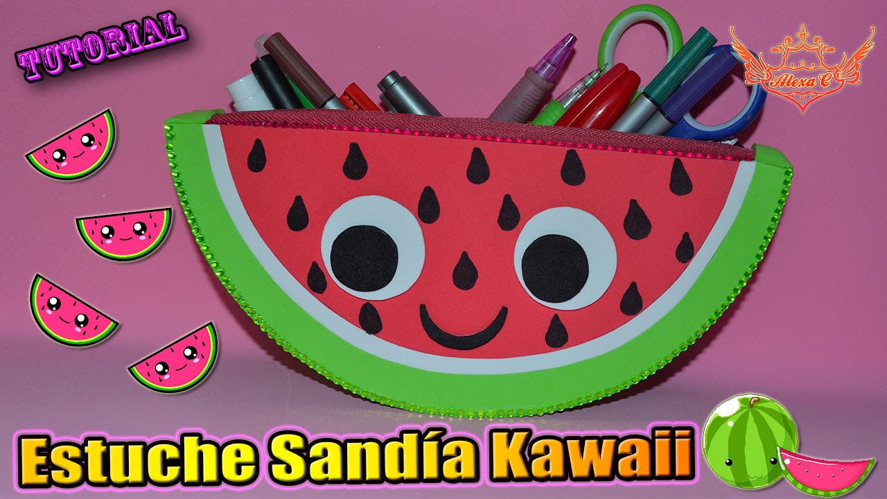 ♥ Tutorial: Estuche en forma de Sandía Kawaii de Goma Eva/Foamy ♥