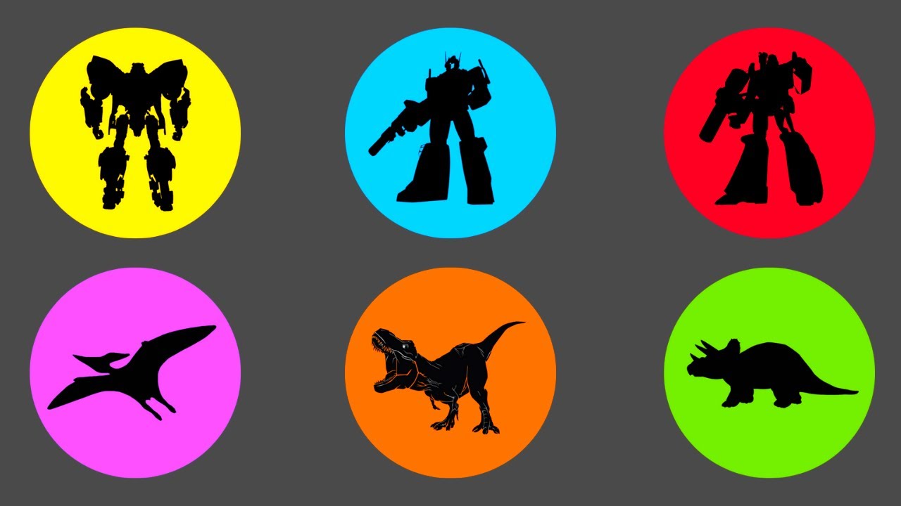 Transformers vs Dinosaurus: Optimus Prime , T Rex, Megatron, Triceratops, Bumblebee