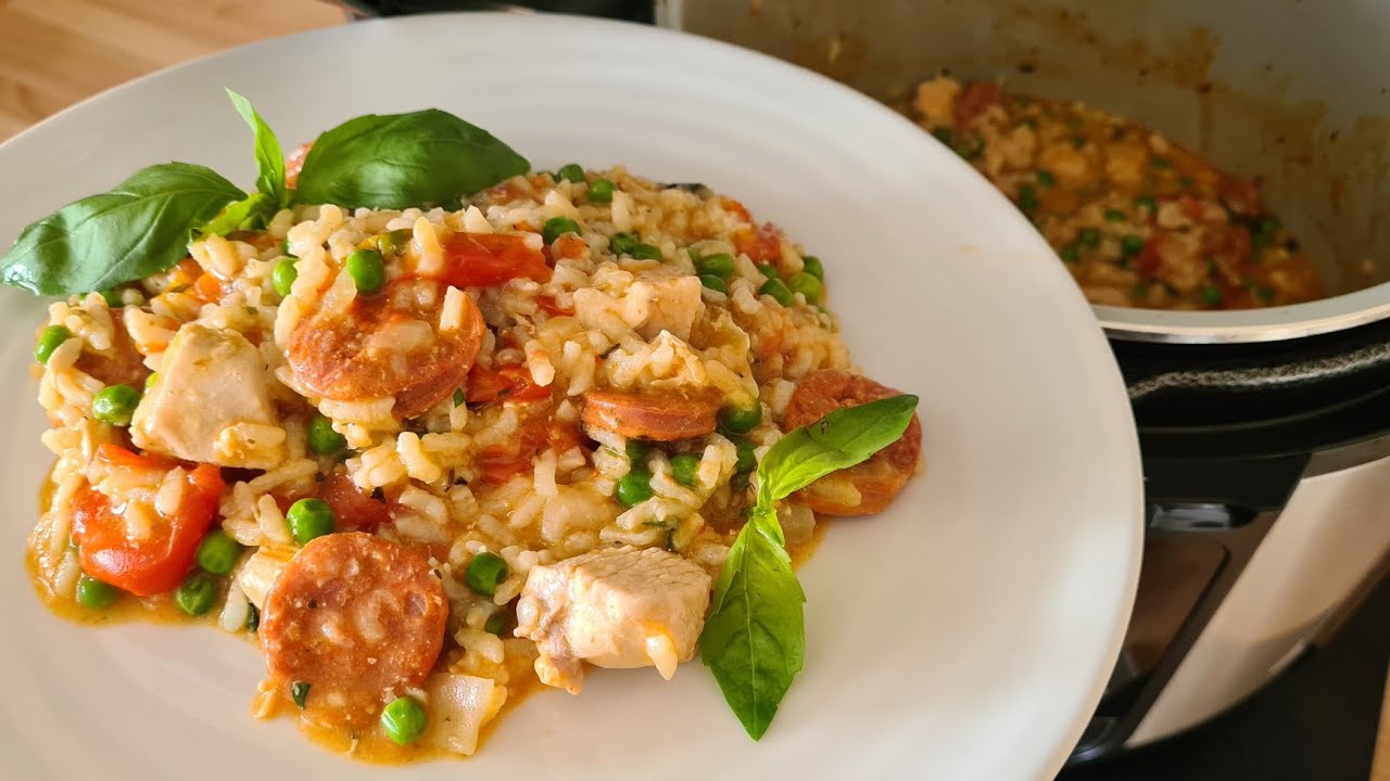 Chicken and chorizo risotto in Ninja foodi, pressure cooker / instapot