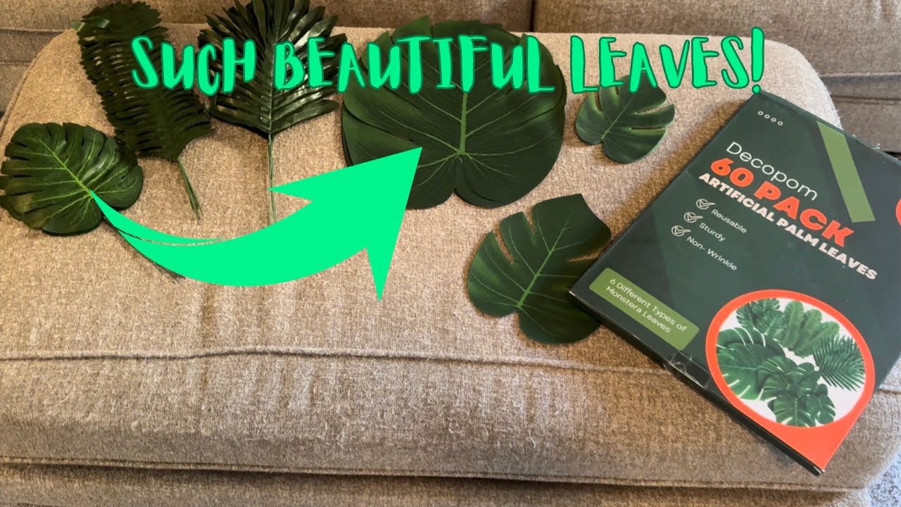 Decopom Artificial Palm Leaves 60-108 Pack - 6 Kinds Large Small Green Fake Palm Leaf (Review)