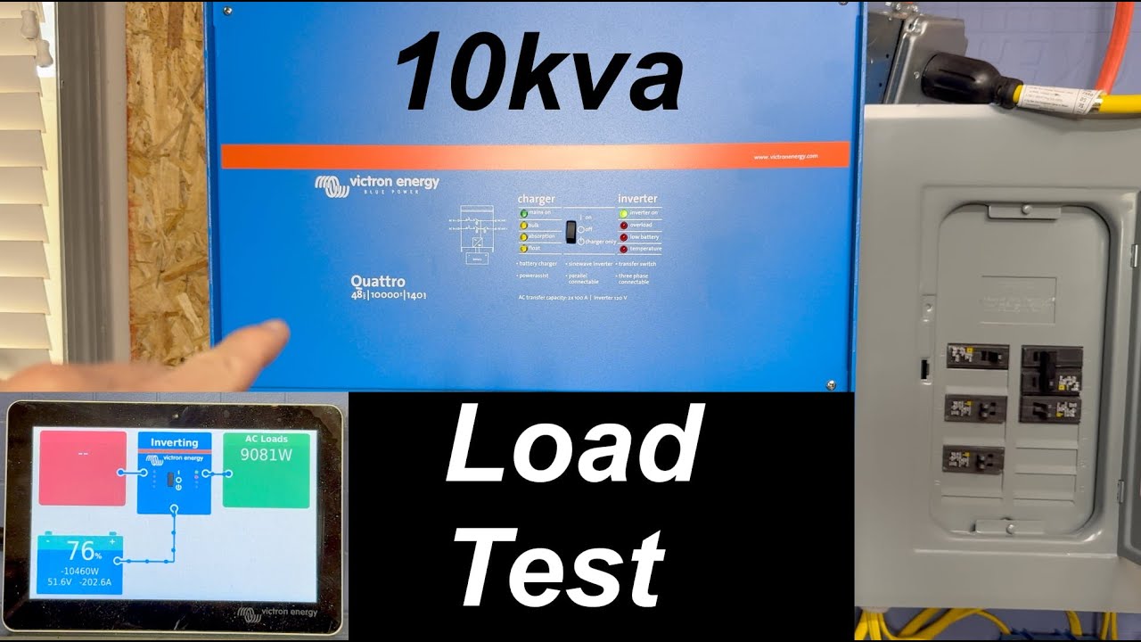 Victron Quattro 48v 10kva inverter load test | EG4 Indoor Wallmount Battery | off grid