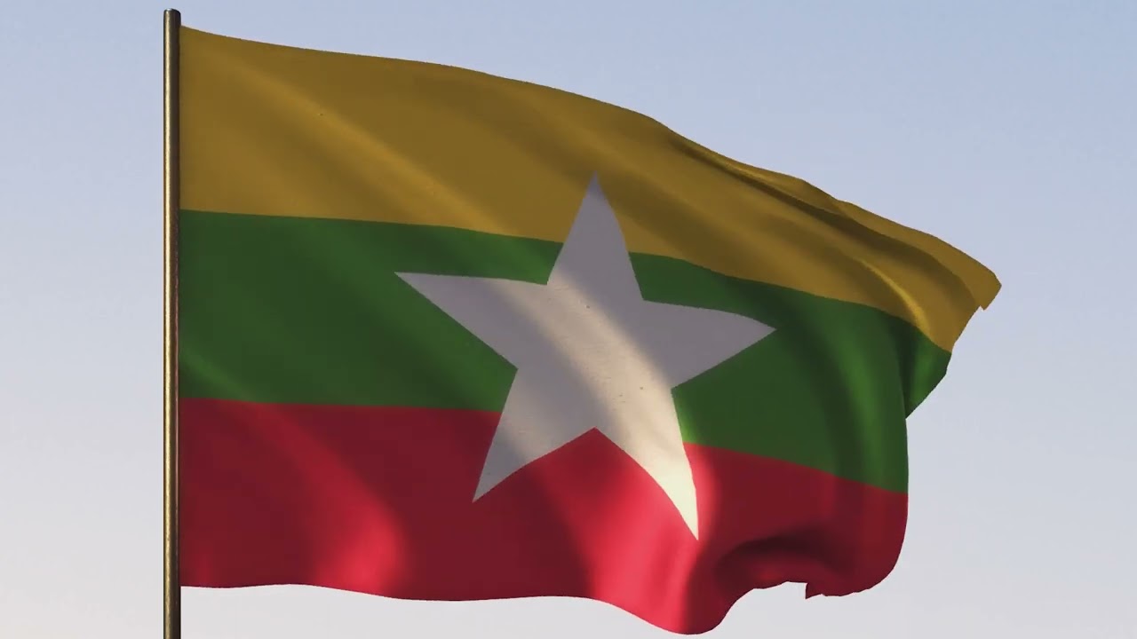 Myanmar Flag | ROYALTY FREE [4K] 20 SEC LOOP