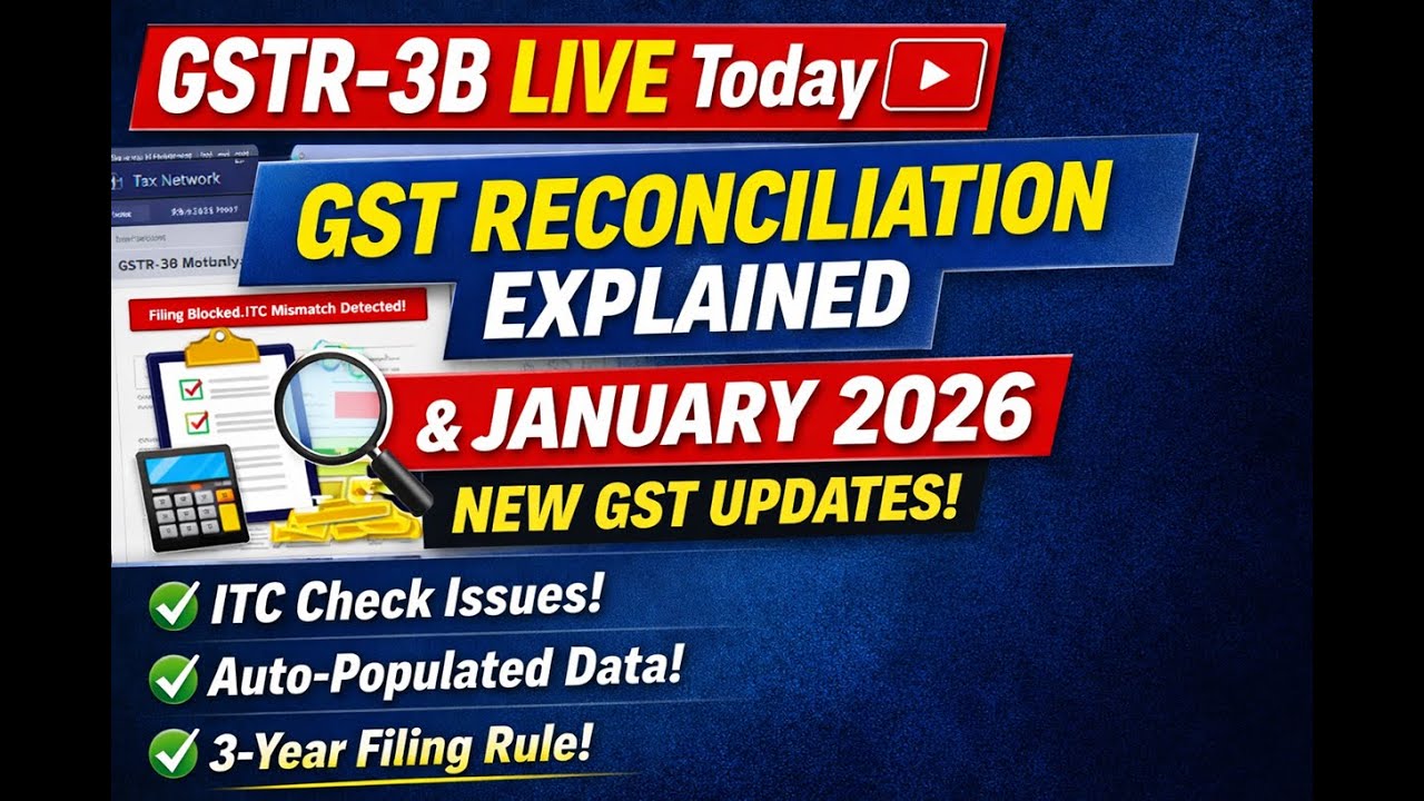 Part1 GSTR-3B Live Filing | GST Reconciliation Explained |January 2026 New GST Rules & Portal Update