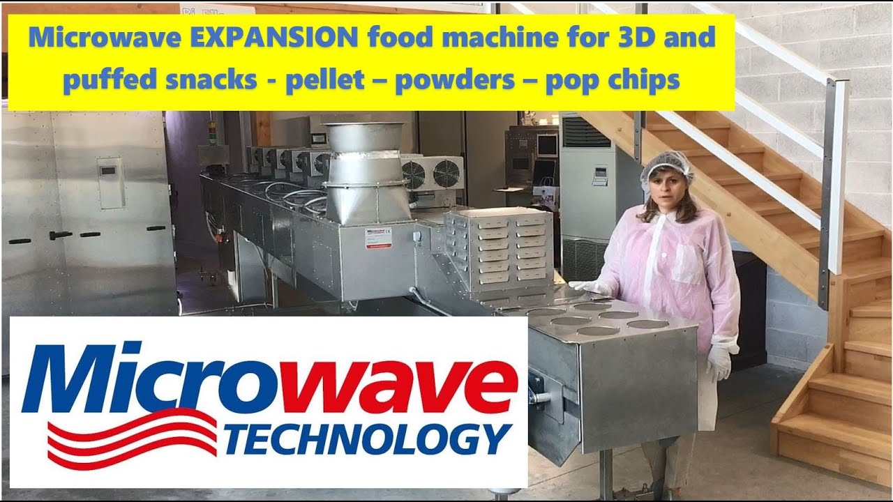 How it's made and how it works a continuous MICROWAVE tunnel for food expansion of 3D snacks.
