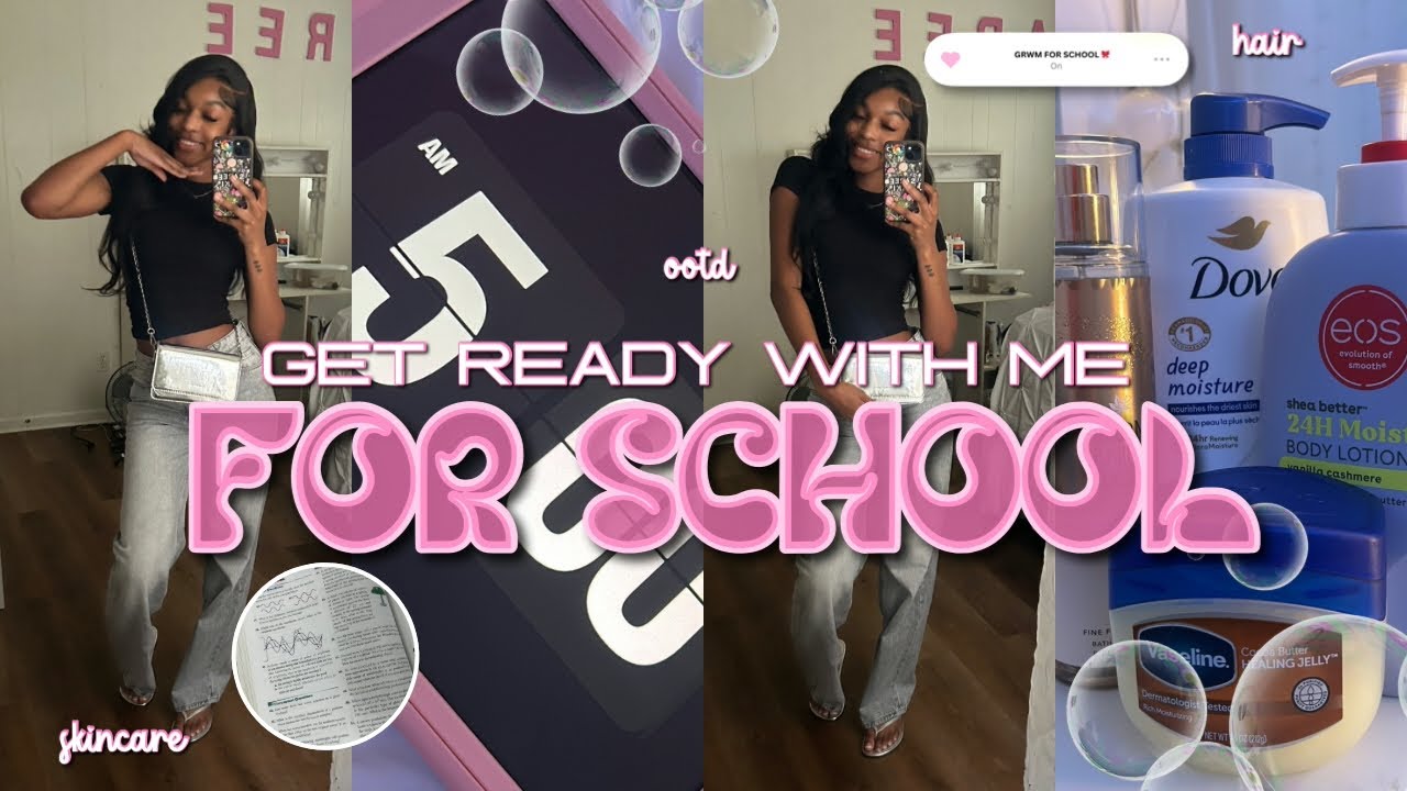 GET READY WITH ME FOR SCHOOL 🫧 | skincare, hair, ootd, chitchats, + more!