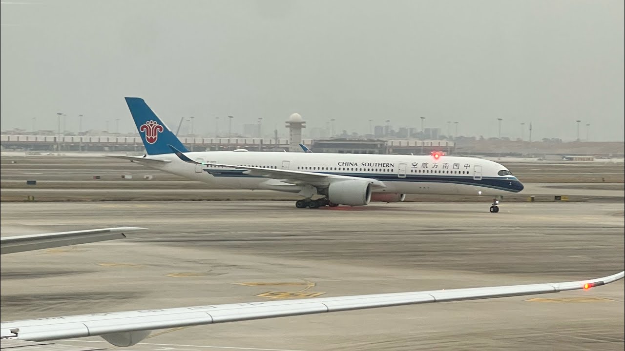 China southern airbus a350 landing at CAN guangzhou baiyun airport