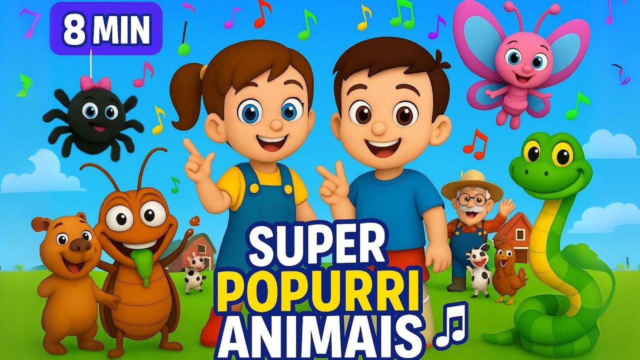🕷️🦋 Super Popurri Animais | 8 Min de Músicas Infantis | Dedé e Bubu Show