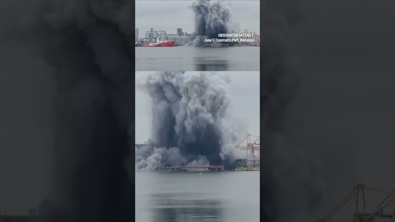 Ukrainian maritime drone explodes at a Romanian Black Sea port