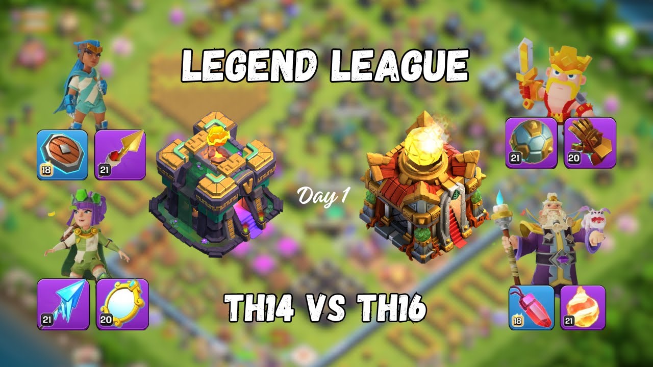 Push Trophy TH14 vs TH16 Max in Legend League (Day 1)
