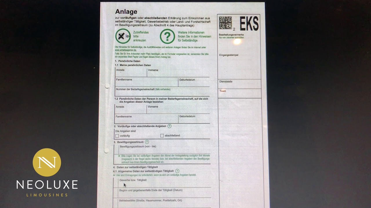 شرح الصفحة الاولى من  Erläuterung der 1 Seite des EKS