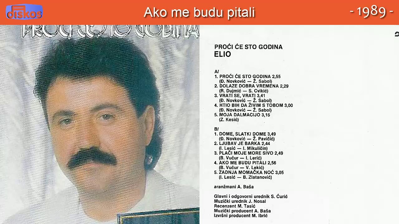 Elio Pisak - Ako me budu pitali - (Audio 1989)
