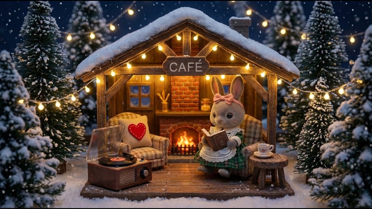 [📀PLAYLIST] Cozy Jazz in a Snowy Forest Café ☕❄️ | Relaxing Winter Jazz for Study & Sleep