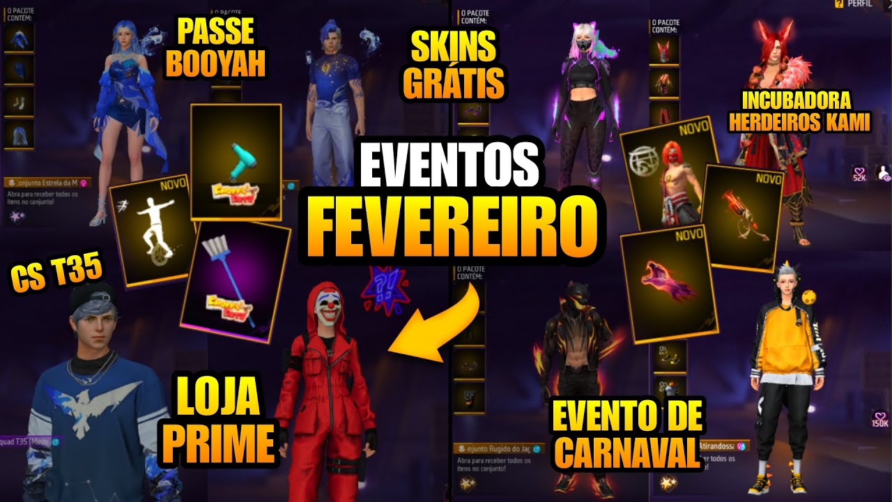 TUDO QUE VAI CHEGAR GRÁTIS E PAGO EM FEVEREIRO! LOJA PRIME, PASSE, SKINS E MAIS NOVIDADES FREE FIRE