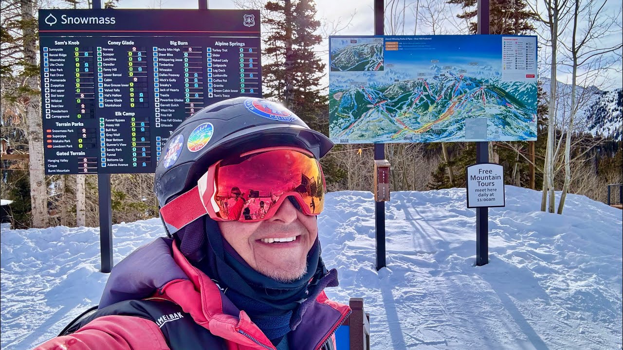 Skiing Aspen Snowmass Big Burn lift, on the blue intermediate Sneaky’s to Max Park trails on 1/2024
